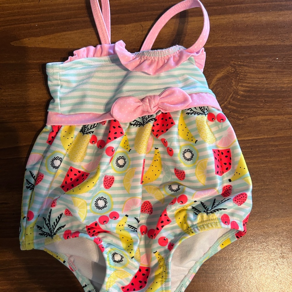 Fruit Print Baby Romper with Pink Accents